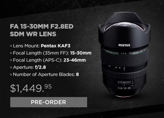 HD PENTAX-D FA 15-30mm f:2.8 ED SDM WR lens additional coverage