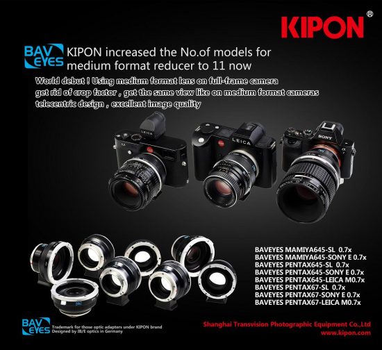 Kipon Baveyes adapters for Pentax medium format lenses