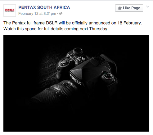 Pentax K-1 camera announcement date