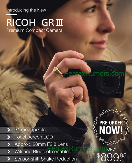 Ricoh GR III camera US price: $899.95, announcement tomorrow - Pentax