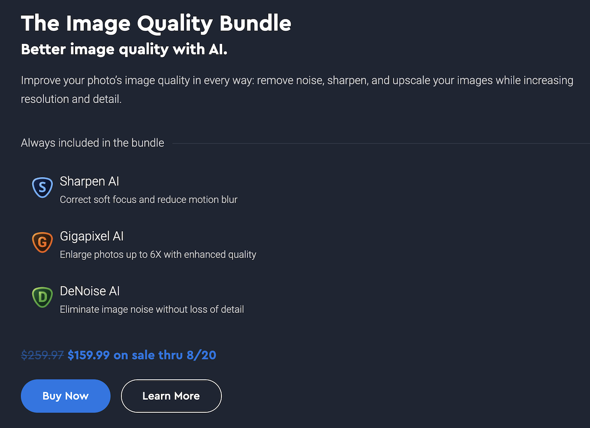 The Topaz Labs Image Quality Bundle is now 147 off until August 20th