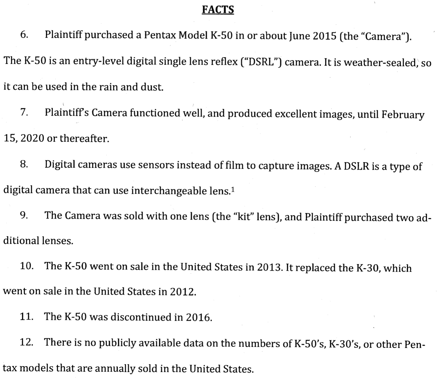 New class-action lawsuit filed against Ricoh USA for aperture defects 