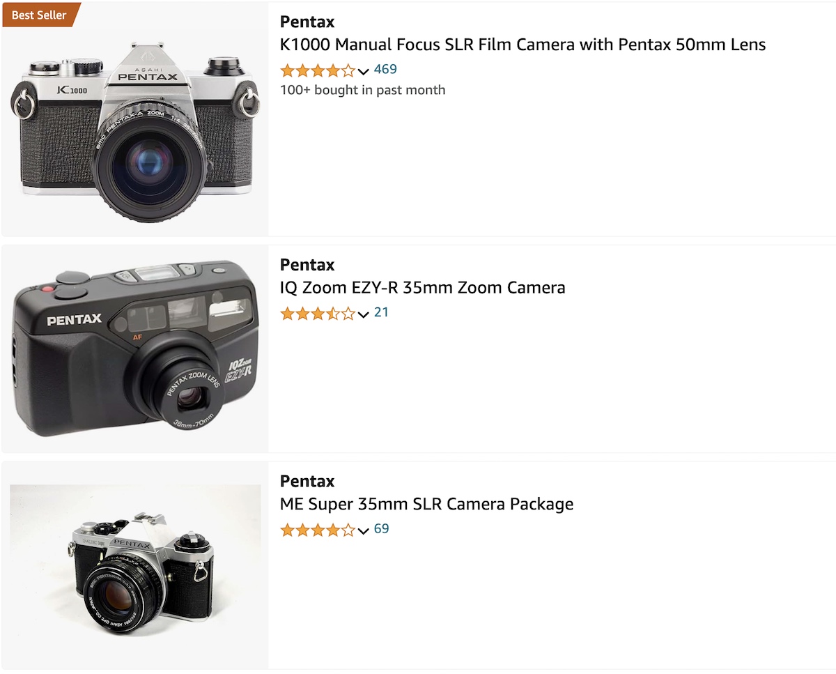 Pentax film cameras for sale on Amazon - Pentax & Ricoh Rumors