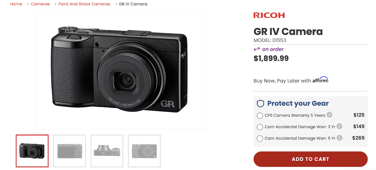 The new Ricoh GR IV is now available for pre-order in Canada